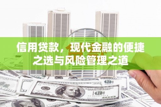 惠东信用贷款，现代金融的便捷之选与风险管理之道