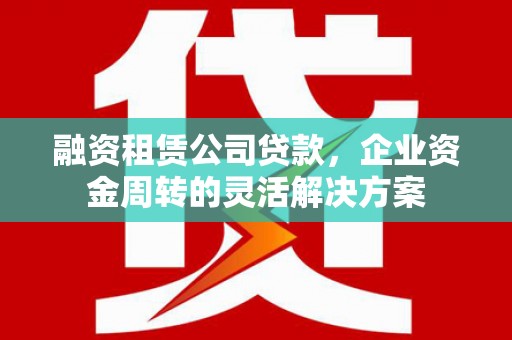惠东融资租赁公司贷款，企业资金周转的灵活解决方案