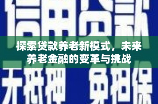惠东探索贷款养老新模式，未来养老金融的变革与挑战