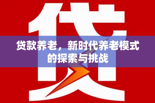 惠东贷款养老，新时代养老模式的探索与挑战