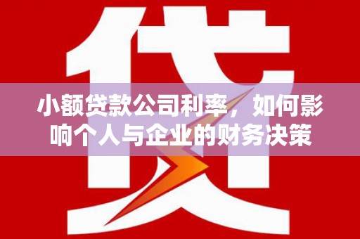 惠东小额贷款公司利率，如何影响个人与企业的财务决策