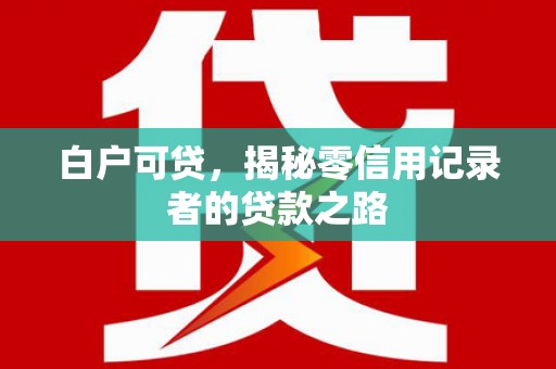 惠东白户可贷，揭秘零信用记录者的贷款之路