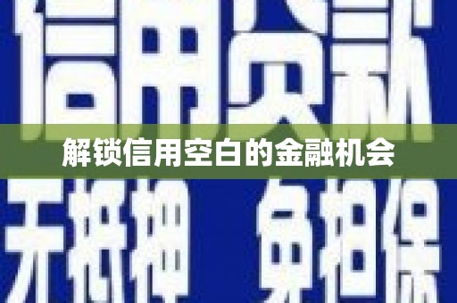 惠东解锁信用空白的金融机会